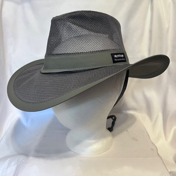 Panama Jack Original Mesh Safari Hat-NWOT- Gray-Medium-Adjustable Strap-Lighteig - Picture 1 of 16